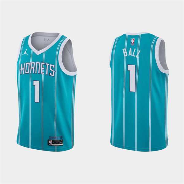 Men's Charlotte Hornets #1 LaMelo Ball 2022-23 Teal Icon Edition Stitched Basketball Jersey Dzhi